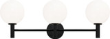 Matteo S06003BKOP Cosmo Black 3-Light Bathroom Sconce Lighting