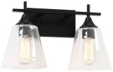 Matteo S09802BK Hollis Contemporary Black 2-Light Bathroom Vanity Lighting