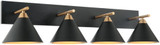 Matteo S10604MB Bliss Contemporary Brass / Matte Black 4-Light Bathroom Vanity Light