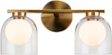 Matteo W60702AGCL Derbishone Contemporary Aged Gold Brass Halogen 2-Light Bathroom Light