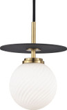 Mitzi H200701S-AGB-BK Ellis Modern Aged Brass / Black LED 7" Mini Pendant Light Fixture