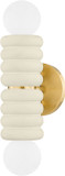 Mitzi H691102-AGB/CAI Bibi Modern Aged Brass / Ceramic Antique Ivory Lighting Sconce
