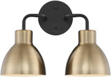 Nuvo 60/6792 Sloan Contemporary Matte Black / Burnished Brass 2-Light Bathroom Sconce