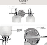 Progress P2991-15 Archie Modern Polished Chrome 2-Light Bathroom Light