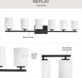 Progress P300385-031 Replay Contemporary Black 6-Light Vanity Light Fixture