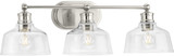 Progress P300397-009 Singleton Contemporary Brushed Nickel 3-Light Bathroom Wall Sconce