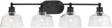 Progress P300398-31M Singleton Modern Matte Black 4-Light Bathroom Vanity Light
