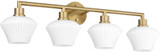 Quorum 5221-4-80 Cassini Modern Aged Brass 4-Light Bathroom Light Fixture