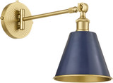 Quorum 5320-1-3280 Bailey Contemporary Blue / Aged Brass Wall Swing Arm Lamp