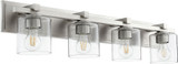 Quorum 5369-4-265 Modern Satin Nickel / Oiled Bronze w/ Clear/Seeded 4-Light Bathroom Light