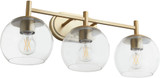 Quorum 578-3-80 Lyon Modern Aged Brass 3-Light Bathroom Lighting