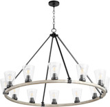 Quorum 63-12-6941 Paxton Noir with Weathered Oak 45.5" Hanging Chandelier