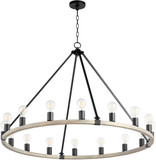 Quorum 64-16-6941 Paxton Noir with Weathered Oak 42" Chandelier Lamp