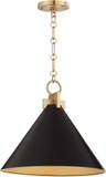 Quorum 68-16-5980 Jackson Contemporary Matte Black w/ Aged Brass Drop Lighting Fixture