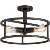Quoizel NHR1715WT New Harbor Modern Western Bronze 15" Flush Mount Light Fixture