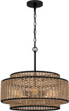 Quoizel QP6161MBK Contemporary Matte Black Drum Hanging Pendant Lighting