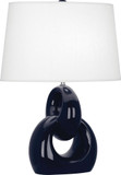 Robert Abbey MB981 Fusion Modern Midnight Blue Glazed Ceramic with Polished Nickel 27" Side Table Lamp