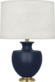 Robert Abbey MMB21 Michael Berman Atlas Matte Midnght Blue Ceramic with Brass Table Top Lamp