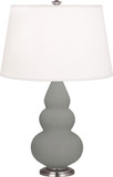 Robert Abbey MST32 Small Triple Gourd Modern Matte Smoky Taupe Glazed Ceramic With Antique Silvered Table Lamp Lighting