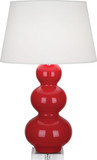 Robert Abbey RR43X Triple Gourd Ruby Red Glazed Ceramic with Lucite 33" Table Top Lamp