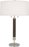 Robert Abbey S205 Dexter Contemporary Polished Nickel with Dark Walnut Wood Column Side Table Lamp