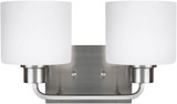 Generation Lighting 4428802EN3-962 Canfield Modern Brushed Nickel LED 2-Light Bathroom Wall Sconce