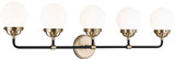 Visual Comfort Studio 4487905-848 Cafe Contemporary Satin Brass 5-Light Bathroom Light Sconce