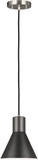 Generation Lighting 6141301-962 Towner Modern Brushed Nickel / Black Mini Pendant Hanging Light