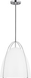 Visual Comfort Studio 6651801-05 Norman Contemporary Chrome / Matte White 15" Hanging Light