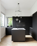 Sonneman 2990.25C-MED Cantina Medium Size Modern Satin Black 36" Single Pendant Light Fixture