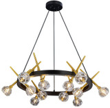 StarFire Crystal 1708BB Sole Antique Brass & Matt Black Chandelier Light