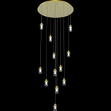 StarFire Crystal LD1112SG Simple Satin Gold LED Multi Pendant Hanging Light