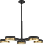 Savoy House 1-1635-5-143 Ashor Modern Matte Black and Warm Brass LED Chandelier Lighting