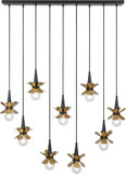 Savoy House 1-2185-9-103 Portinatx Contemporary Satin Black with Hammered Gold Multi Drop Ceiling Light Fixture