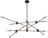Savoy House 1-7001-12-77 Lyrique Modern Bronze w Brass Accents Hanging Chandelier