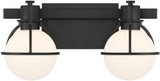 Savoy House 8-1060-2-BK Pierce Contemporary Matte Black 2-Light Bath Wall Sconce