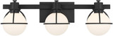 Savoy House 8-1060-3-BK Pierce Contemporary Matte Black 3-Light Bathroom Wall Light Fixture