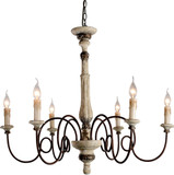 Terracotta H5103-6 Teresina Traditional Creamy White w/ Smoked Gold Accent Hanging Chandelier