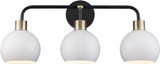 Trans Globe 22533 BKAG-WH Indigo Modern Black and Antique Gold White 3-Light Vanity Light