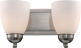 Trans Globe 3502-1 BN Clayton Brushed Nickel 2-Light Bathroom Vanity Light Fixture