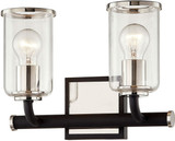 Troy B7682-TBK-PN Aeon Carbide Black and Polished Nickel 2-Light Bathroom Sconce