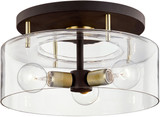 Troy C7542-BRZ/BBA Bergamot Station Bronze and Brass 17" Flush Mount Light Fixture