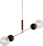 Troy F7677 Arlo Modern Polished Sterling Silver and Natural Acacia Kitchen Island Light