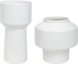Uttermost 18049 Illumina Modern Gloss White Glaze Abstract White Vases (Set of 2)