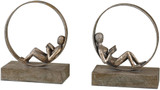 Uttermost 19596 Lounging Reader Contemporary Antique Bookends Set/2