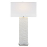 Uttermost 30066 Pillar Modern Granulated White Marble and Brushed Nickel Table Lamp