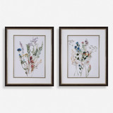 Uttermost 32341 Delicate Flowers Contemporary Dark Wood Grain Framed Prints (set of 2)