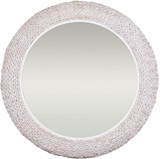 Varaluz 457MI40MWW Athena Modern Matte White / Whitewash Seagrass Mirror