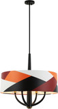Varaluz 501P04BLSB Patchwork Contemporary Black / Satin Brass 24" Drum Pendant Light