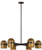 Visual Comfort Modern AKCH33427BDZ/BWB Octavia Contemporary Blackened Bronze / Bright Worn Brass LED Chandelier Light